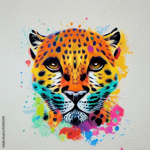 a 3d Illustation of  a colorful cheetah portrait