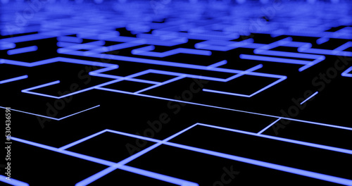 Render with technical background of blue lines at right angles, soft focus