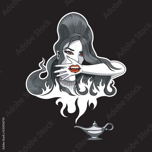 beautiful genie illustration vector template