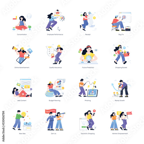 Pack of Flat Glee Character Illustrations

