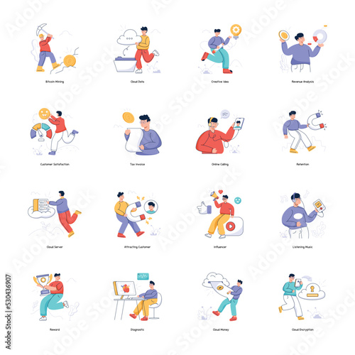 Set of Minty Illustrations Flat Vectors