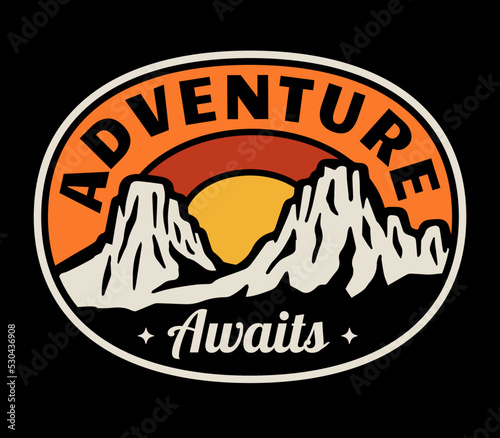 Outdoor adventure vector badge. Graphics for t-shirt prints, stickers, posters and other uses.