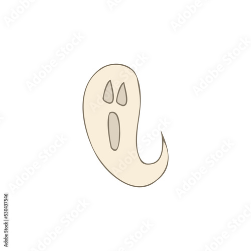 Halloween 2022 - October 31. A traditional holiday, the eve of All Saints Day, All Hallows Eve. Trick or treat. Vector illustration in hand-drawn doodle style. Cute kind ghost.