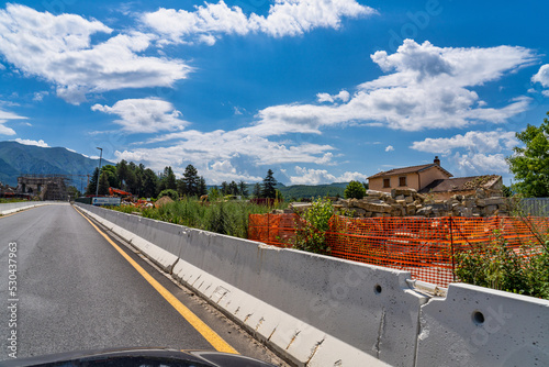 The center of Amatrice at July 2020 after the earthquake of central Italy 2016