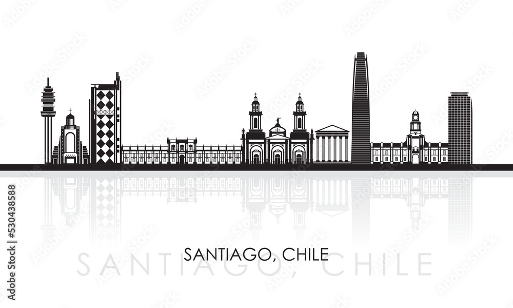 Silhouette Skyline panorama of city of Santiago, Chile - vector illustration