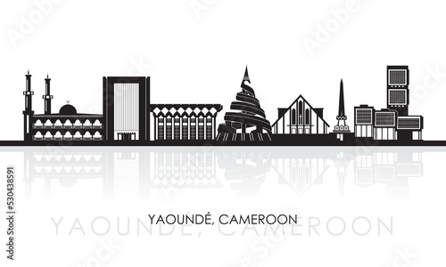Silhouette Skyline panorama of city of Yaoundе, Cameroon - vector illustration
