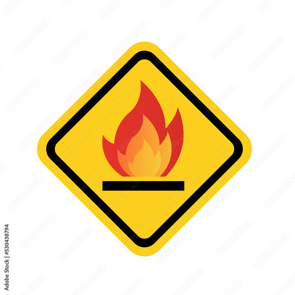 Sign with the image of fire. Vector illustration Sign with the image of fire. Vector illustration