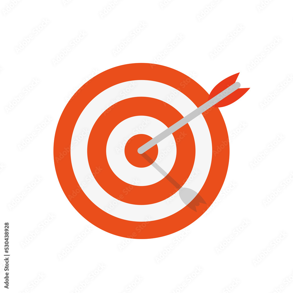 The arrow hit the target, business strategy. Vector illustrator The arrow hit the target, business strategy. Vector illustrator