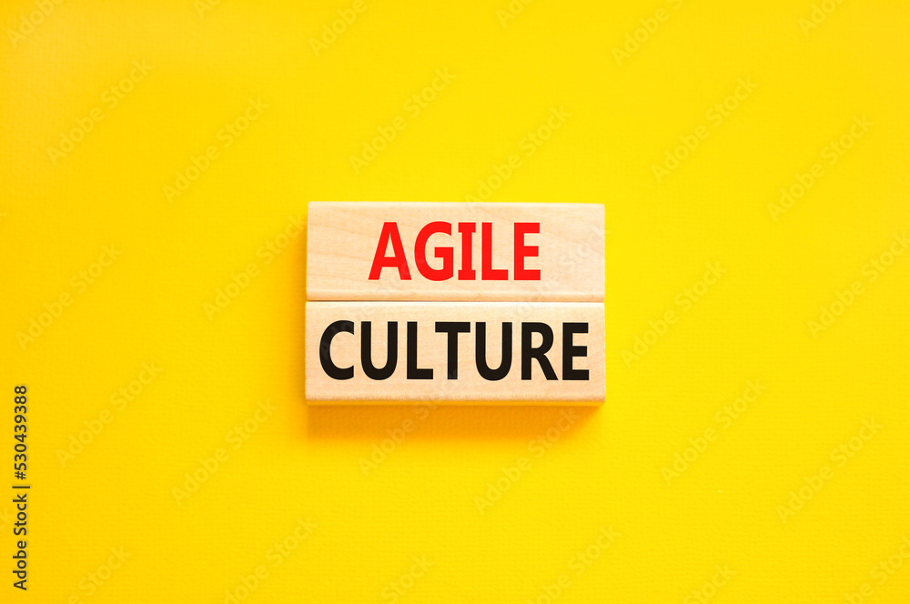 Agile culture symbol. Concept words Agile culture on wooden blocks. Beautiful yellow table yellow background. Business flexible and agile culture concept. Copy space. Agile culture symbol. Concept words Agile culture on wooden blocks. Beautiful yellow table yellow background. Business flexible and agile culture concept. Copy space.