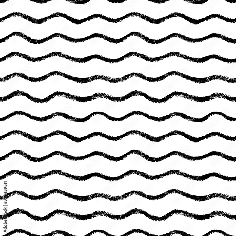 Black bold charcoal wavy lines seamless pattern. Abstract background with wavy brush strokes. Template for prints, wrapping paper, fabrics, posters. Hand drawn simple curved lines. Black bold charcoal wavy lines seamless pattern. Abstract background with wavy brush strokes. Template for prints, wrapping paper, fabrics, posters. Hand drawn simple curved lines.