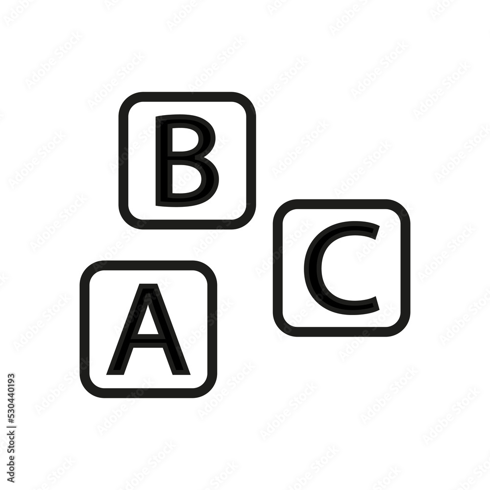 Cubes with letters icon. Vector illustration. Stock Image. Cubes with letters icon. Vector illustration. Stock Image.