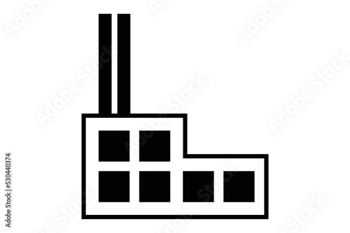 Factory icon black white flat design - vector illustration