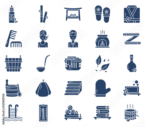 Sauna and spa, relaxation illustration set