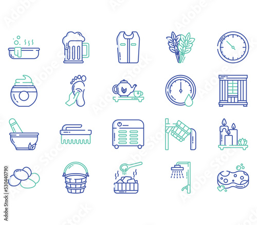Sauna and spa, relaxation illustration set
