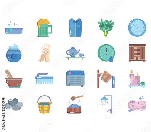 Sauna and spa, relaxation illustration set