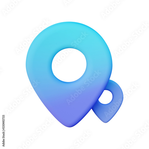 Icon with two pin location. In plastic style. 3d rendering illustration. 