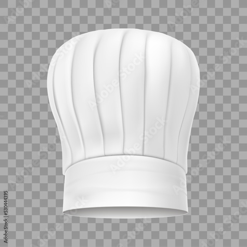 Chef hat with realistic shadow isolated on transporent background. Cook cap tall baker toque headdress for kitchen staff.