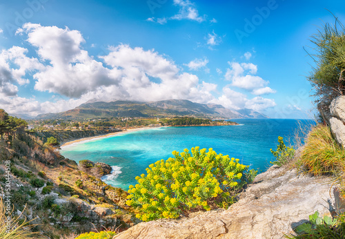 Fototapeta Naklejka Na Ścianę i Meble -  Fabulous seascape of Guidaloca Beach near Castellammare del Golfo.