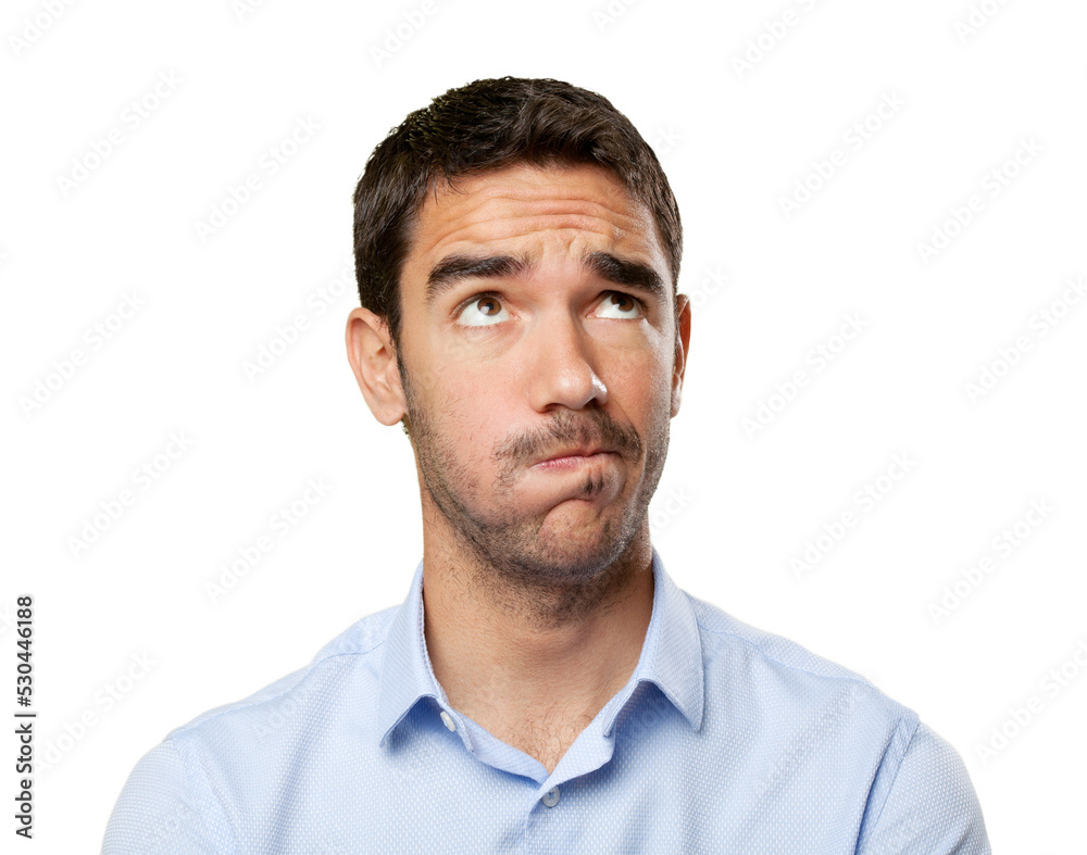 Close up of a doubtful young man Close up of a doubtful young man