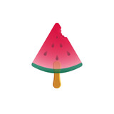 Lody owocowe na patyku - soczysty arbuzowy sorbet. Wegański słodki deser. Jasny kolor, letni nastrój. Ilustracja dla kawiarni, restauracji, menu lub ilustracja dziecięca.