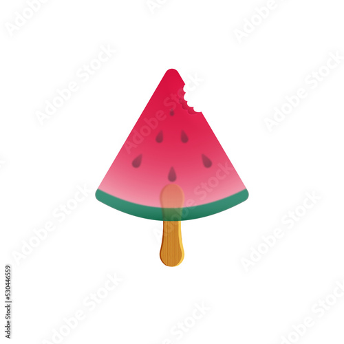 Lody owocowe na patyku - soczysty arbuzowy sorbet. Wegański słodki deser. Jasny kolor, letni nastrój. Ilustracja dla kawiarni, restauracji, menu lub ilustracja dziecięca. photo