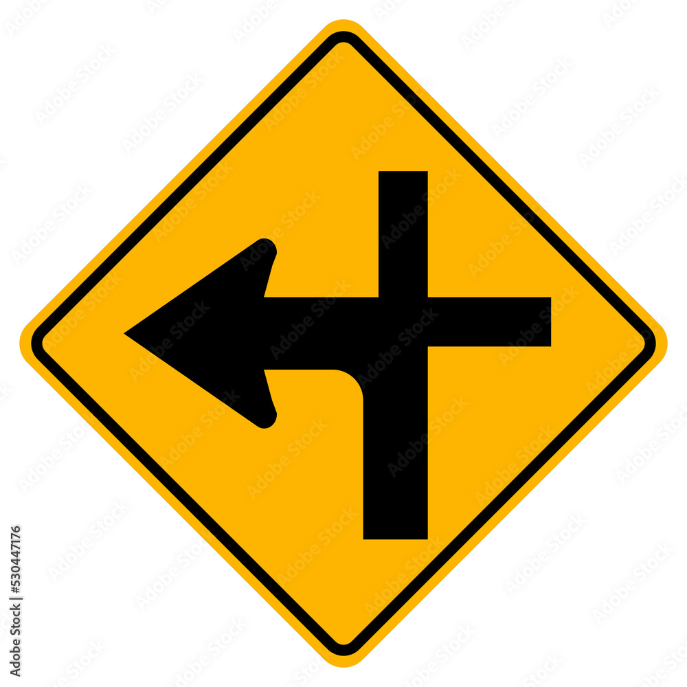 Modified Intersection Left Symbol Sign, Vector Illustration, Isolated On White Background Label .EPS10 Modified Intersection Left Symbol Sign, Vector Illustration, Isolated On White Background Label .EPS10