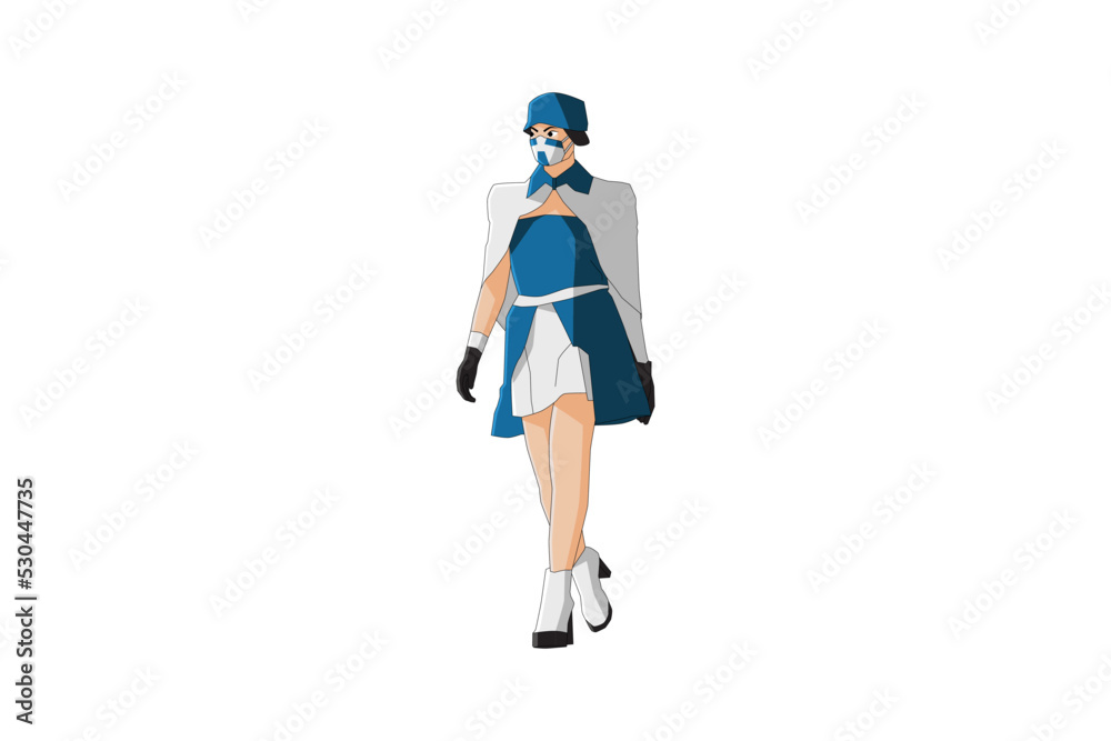 Vector illustration of elegant women walking