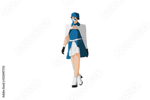Vector illustration of elegant women walking