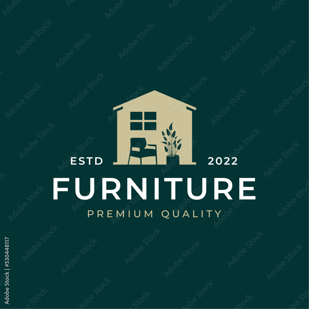 Minimalist Modern Interior Furniture House Vector Logo Design