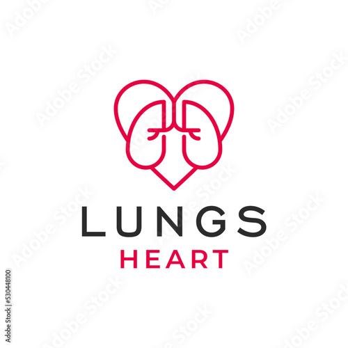 Creative Modern Unique Lungs Heart in Linear Style Icon Logo Design Vector Illustration