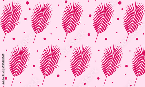 Seamless pattern with beautiful pink fern leaves