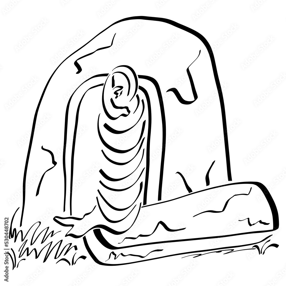 Lazarus in swaddling clothes comes out of the tomb, resurrection, Jesus ...