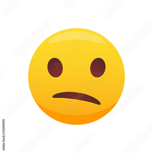 Confused emoji. Nonplussed emoticon. Vector illustration