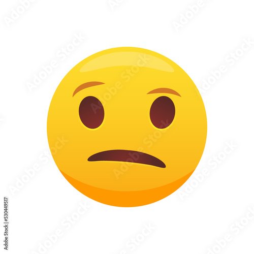 Confused emoji. Nonplussed emoticon. Vector illustration