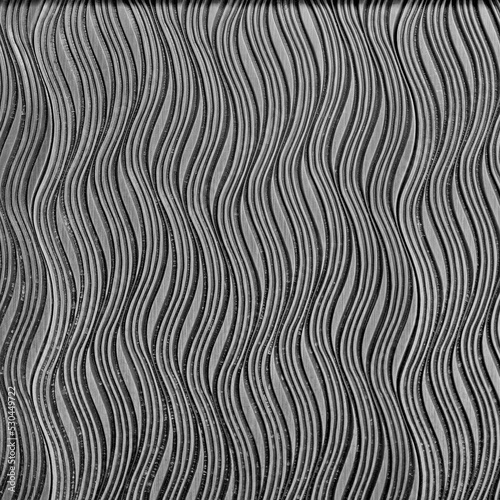 Black and White Wave Patterns on a Silver Background.