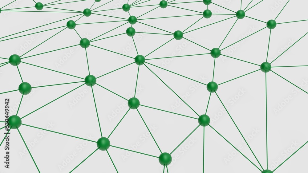 Green Mathematical Geometric Abstract Wave Dots-Line Grid under White Lighting Background. Conceptual 3D CG of technological innovations, strategies and revolutions. Green Mathematical Geometric Abstract Wave Dots-Line Grid under White Lighting Background. Conceptual 3D CG of technological innovations, strategies and revolutions.