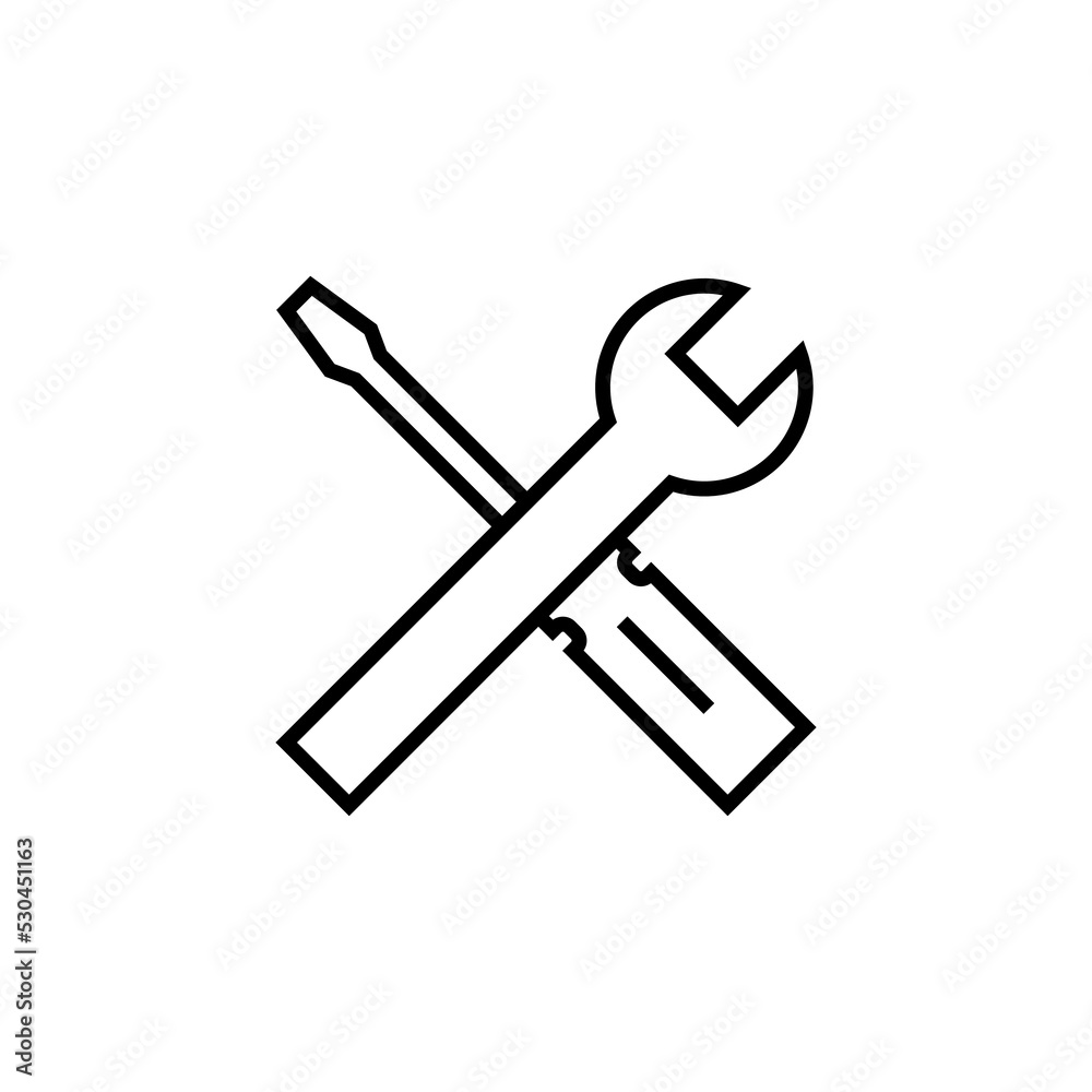 Repair tools icon for web and mobile app. tool sign and symbol. setting icon. Wrench and screwdriver. Service