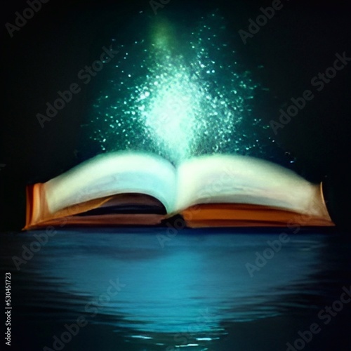 opened Magic book on water 