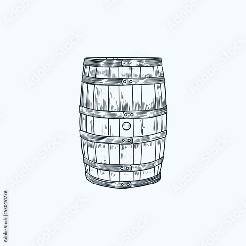 Vintage hand drawn sketch whiskey barrel