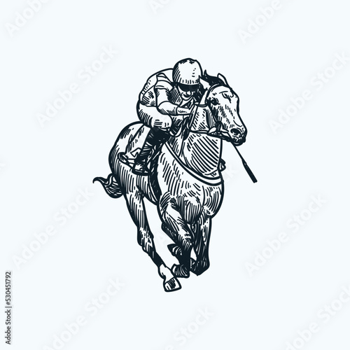Vintage hand drawn sketch horse race