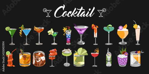 Cocktail vector set collection graphic design