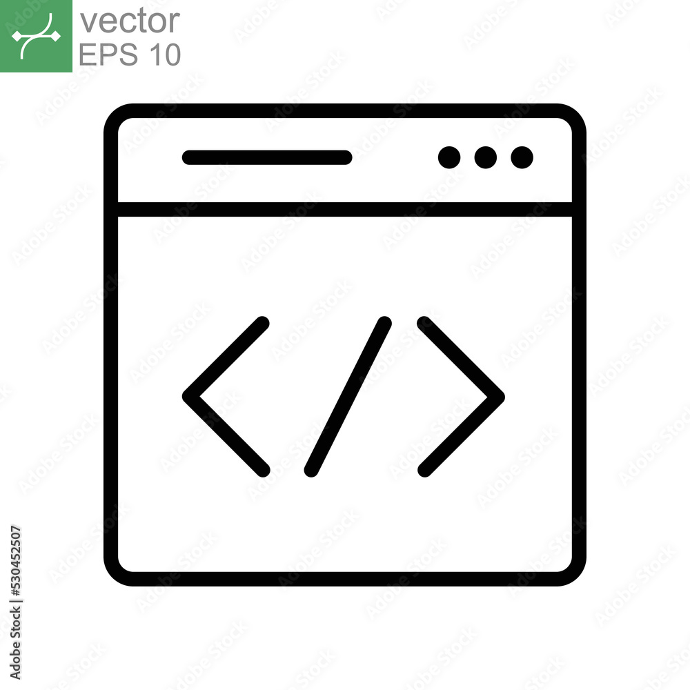 coding data development Line icon style. Back End, Web concept, programming and coding. Can also be used for SEO, digital marketing, technology. Vector illustration. Design on white background. EPS 10 coding data development Line icon style. Back End, Web concept, programming and coding. Can also be used for SEO, digital marketing, technology. Vector illustration. Design on white background. EPS 10