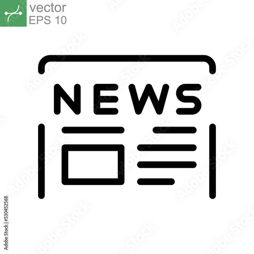 Article headline of newspaper icon. News paper or journal daily page file. Print media of journalism concept. Digital public information line Vector illustration. Design on white background. EPS 10