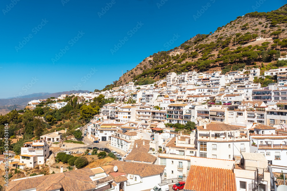 View of the town and the white houses charming town in the province of Malaga, Andalucia