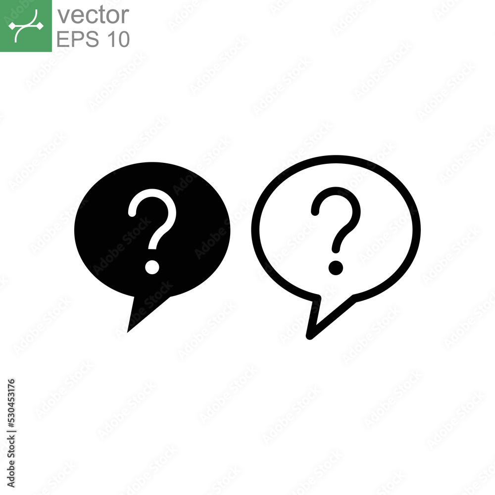 FAQ line and glyph. Question Mark in Bubble. Chat communication button for Helpdesk information symbol. Ask idea or speech suggestions. Vector illustration Design on white background EPS 10 FAQ line and glyph. Question Mark in Bubble. Chat communication button for Helpdesk information symbol. Ask idea or speech suggestions. Vector illustration Design on white background EPS 10