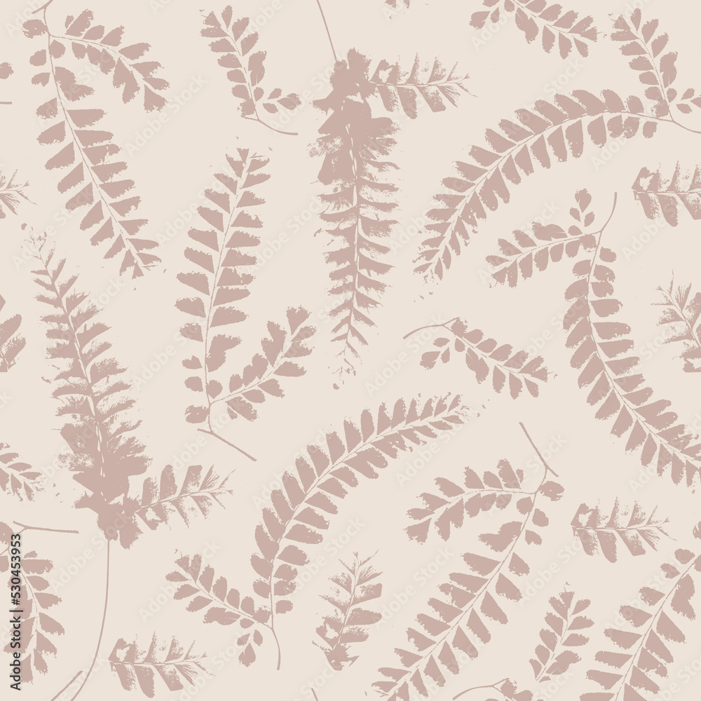 Powdery pink Adiantum, maidenhair fern seamless pattern, venus hair fern elegant texture