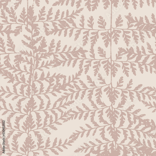 Powdery pink Forest Fern seamless pattern, venus hair fern elegant texture