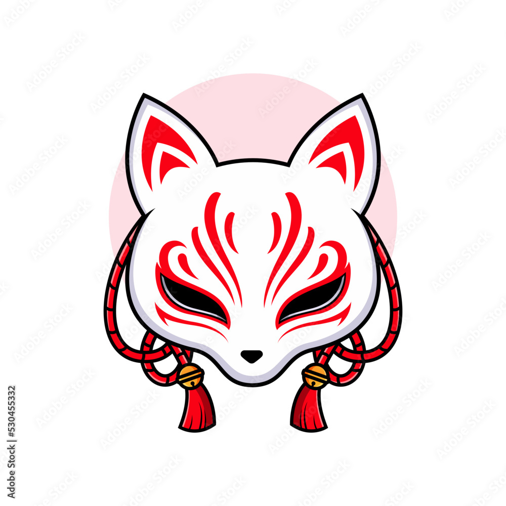 Kitsune fox mask icon, Japanese symbol. Simple vector isolated clip art illustration. Stock Vector |