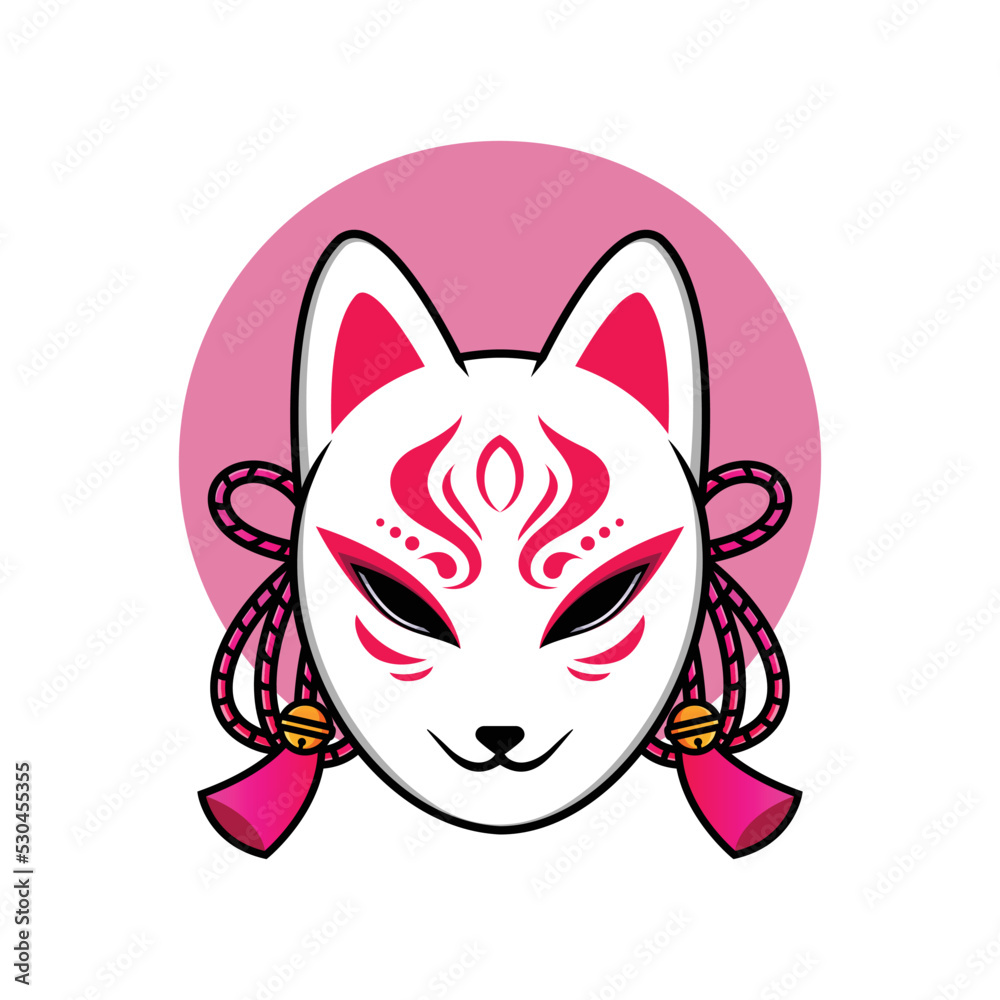 Kitsune fox mask icon, traditional Japanese symbol. Simple vector ...
