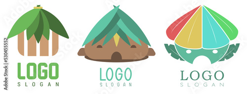 Logo cultural de choza indígena para centro cultural u organización naturalista en vectores